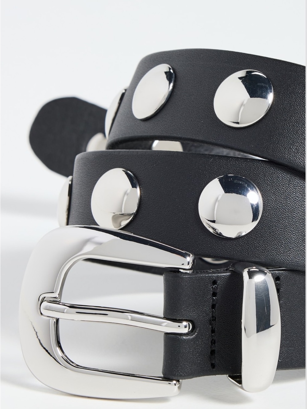 Madewell Clean Western Studded Leather Belt Black Silver Medium 29-31” - Picture 4 of 12